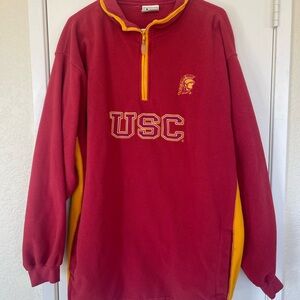Lee Red and Gold Zip Up Sweater with Fleece Comfort